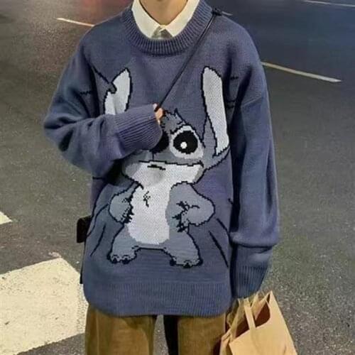 Womens 2021 Korean fashion ladies pullover BF men and women couples Japanese winter striped knitted sweater hip-hop female new