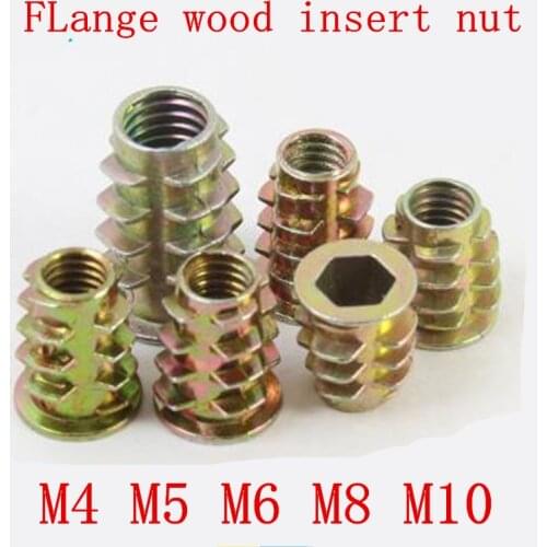10-50PCS M4 M5 M6 M8 M10 Zinc Alloy Thread For Wood Insert Nut Flanged Hex Drive Head Furniture Nuts