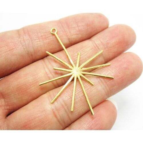 2pcs Brass earrings pendant 44x33mm Starlight brass dangle charm with ball setting Earrings findings R1073