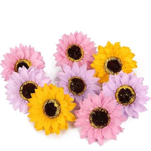 50Pcs/Lot Big Size Handmade Artificial Sunflower Soap Flower Head Bouquet Gift Box Decoration Collocation Flower Shop Supplies