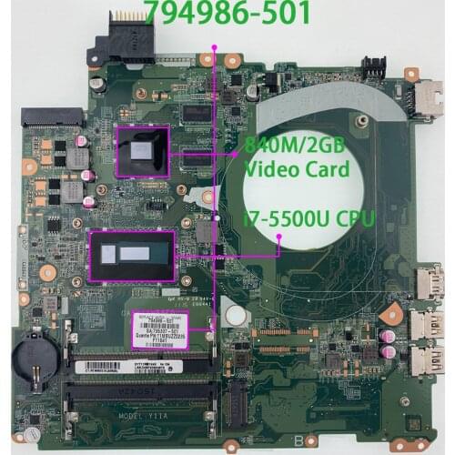 794986-501 794986-001 794986-601 DAY11AMB6E0 w 840M/2GB i7-5500U CPU for HP ENVY 15-K 15T-K200 NoteBook PC Laptop Motherboard