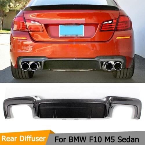 Car Rear Bumper Diffuser Lip For BMW 5 Series F10 M5 Sedan 2012 - 2017 Rear Diffuser Carbon Fiber Black FRP
