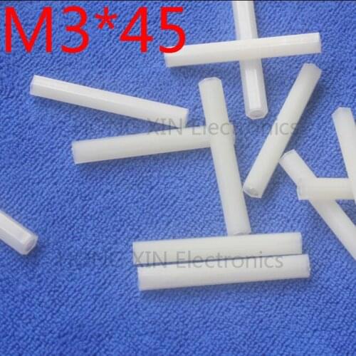 M3*45 45mm 1 pcs white nylon plastic Hex Female-Female Standoff Spacer Threaded Hexagonal Spacer Standoff Spacer brand new screw