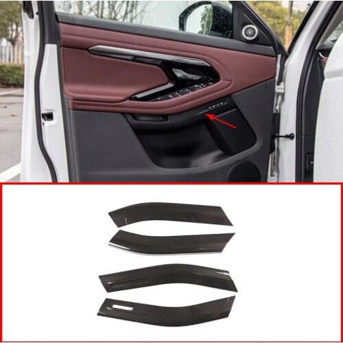 For Range Rover Evoque 2019-2020 ABS chrome Carbon fiber pattern Interior Door Decoration Trim Single driver memory key 4 pcs