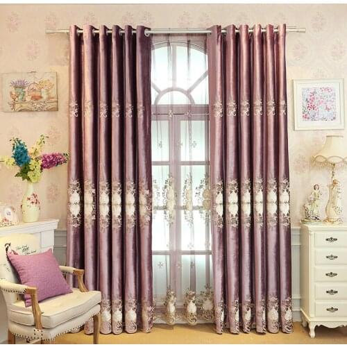 European luxury suede curtain living room bedroom shading lobby floor window curtain purple new product customization curtains