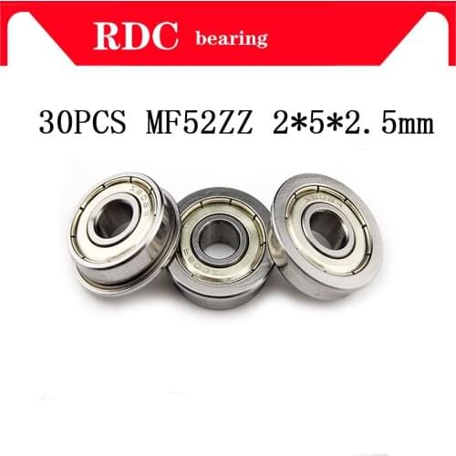Free Shipping 30pcs ABEC-5 MF52ZZ LF520ZZ MF52z MF52 ZZ High quality 2X5X2.5 mm 2*5*2.5 mm miniature Flange Flanged Bearing
