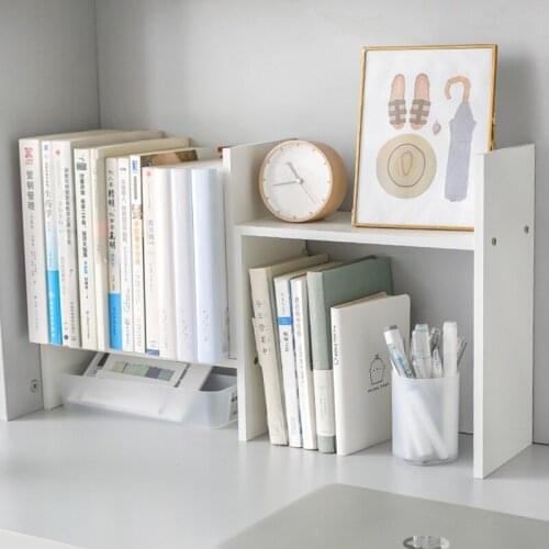 H Model MDF Bookshelf Commodity Shelves Simple Multifunction Self Use On Desk Table 2 Sizes Options