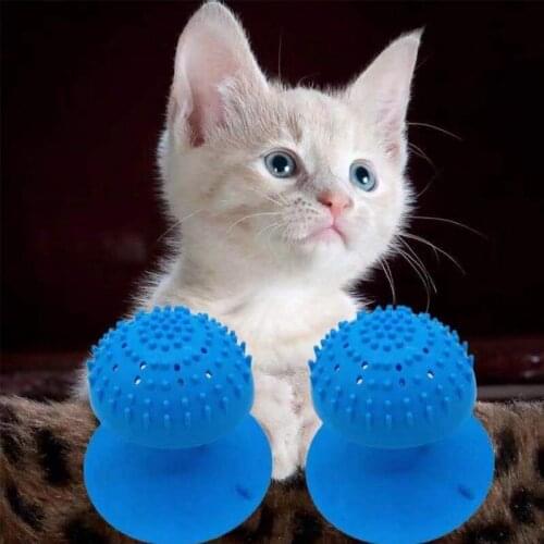 Pet Cat Mushroom Head Toys Creative Massage Brush Suction Cup