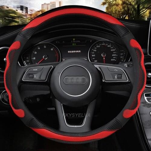 PU Leather Car Steering-Wheels Cover 38cm 15" Non Slip For Audi A1 A2 A3 A4 A5 A6 A7 A8l Q2 Q3 Q5 Q7 S1 S2 S3 Auto Accessories