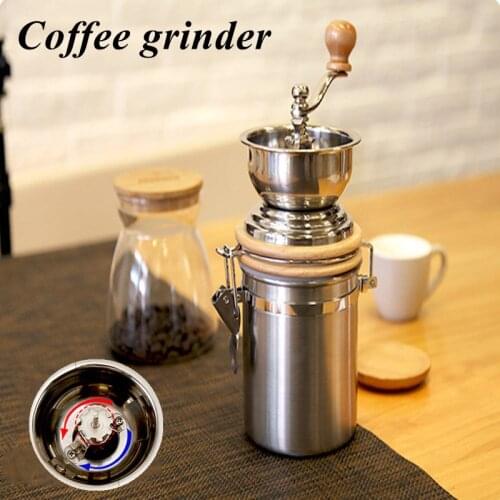 304 Stainless Steel Coffee Grinder Ceramic Grinding Cores Grinder Retro Solid Wood Coffe Bean Miller Manual Coffee Milling Tools
