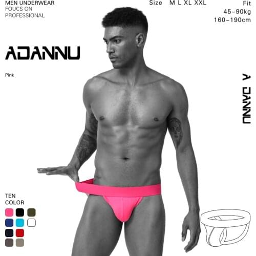 ADANNU Brand 11colors male underwear men thongs sexy jockstrap cotton monochrome tanga quick dry breathable solid panties hombre
