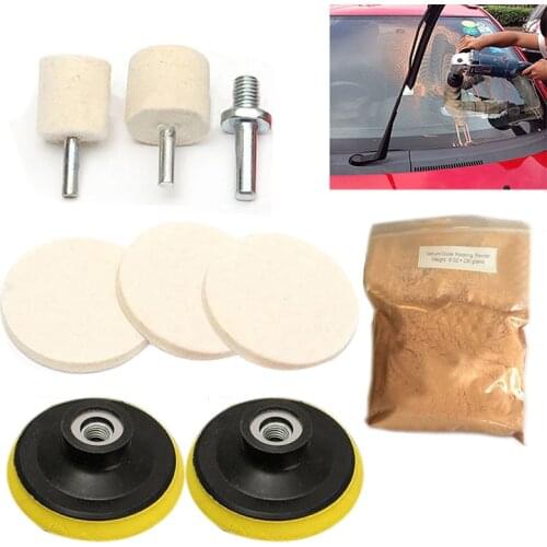 9Pcs/Set 4 OZ Cerium Oxide Powder Watch Glass screen Windows Polishing Kit Cleaning Scratch Removal Polishing Backing Pad