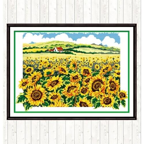 The Sunflower Embroidery Handmade Needlework Package Wall Home Decor 11CT 14CT Cross Stitch Set Cross Stitch Kits DMC Floss Kits