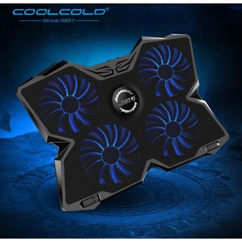 Four Fans Laptop Cooling Pad Notebook Stand LED Light 2 USB Type Fit For 12-17inch Notebook Gaming Daily Use