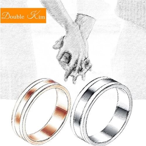 Lovers' Couple Rings Concise Style Rose Gold Silver Color Ring Romantic Engagement Valentines Gift Fashion Trendy Women Jewelry