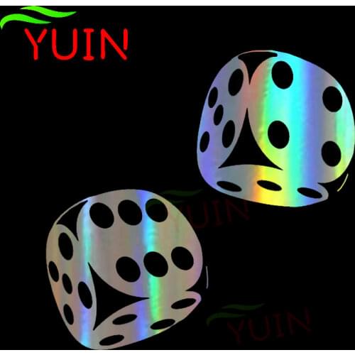 Personalized Car Stickers Dice Decal on Casino Poker Fashion PVC Decoration Waterproof Sunscreen Decals Reflective Laser
