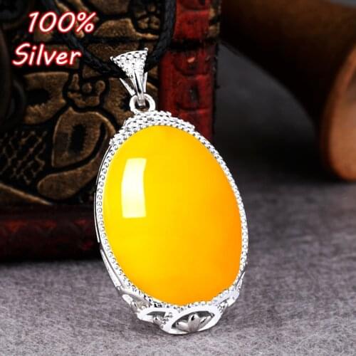 17*23MM 100% 925 Sterling-Silver Color Female style pendant air - holder diy inlaid with wax for amber