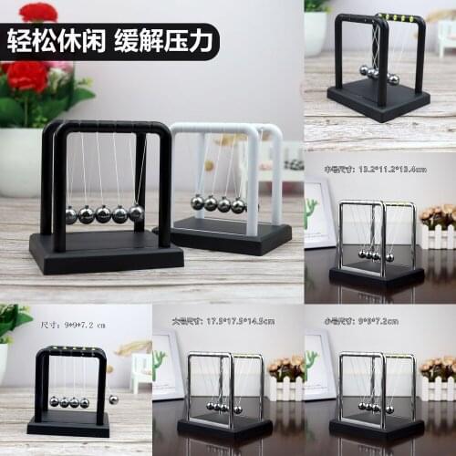 All Silver Newton Pendulum Physical Model Newtons Cradle Office Desk Decoration Accessories Study Desk Toys Gift For Children