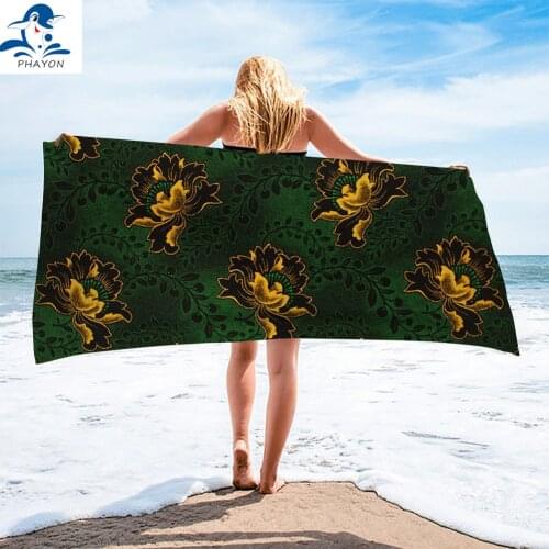 PHAYON Surf Poncho Quicky-dry Microfiber Bath Towel Luxury European Floral Beach Towel Large Sport Swimming Towels
