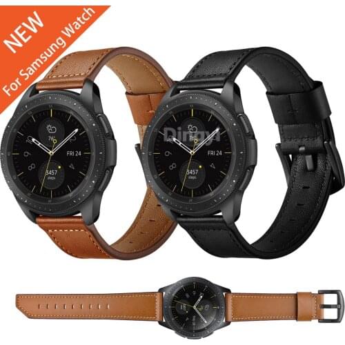 For Samsung Galaxy Watch Active 2 Black metal clasp Leather strap 44mm 40mm/Galaxy Watch 46mm 42mm/Gear Sport S3 Band Watchband