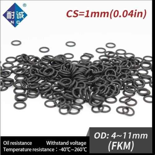 5PC/lot Rubber Ring Black FKM O ring Seals Thickness 1mm OD4/5/6/7/8/9/10/11mm Rubber O-Rings Fuel Washer