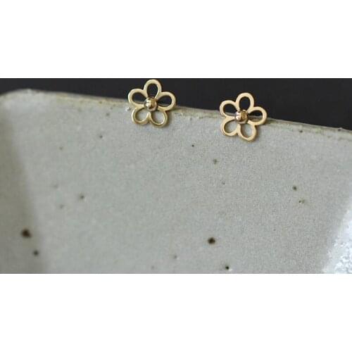 G0LDtutu Phnom Penh Flower True 9K GOLD EARRINGS Lovely Flower Temperament Exquisite Student Earrings Female Women Jewelry