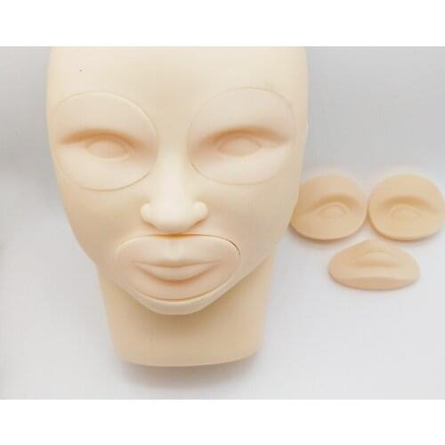 3D Practice Skin Practice Mannequin Head With One More Set Rechargeable Lip and Eyes For Permanent Makeup