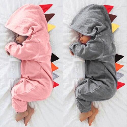 Spring Autumn New Baby Romper Newborn Baby Boys Girls Long Sleeve Cartoon Dinasour Cotton Cute Zipper Jumpsuits Clothes 6 Colors