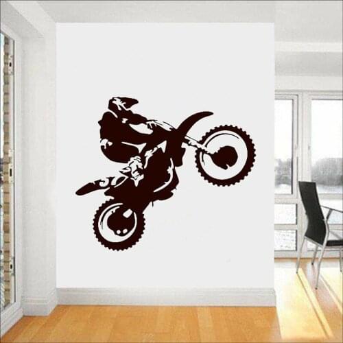 Motocross Wall Decal Motorcycle Rider Racing Poster Vinyl Window Stickers Art Home Decor for Teens Bedroom Garage Wallpaper E423