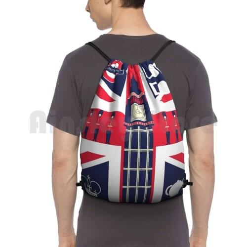 Vintage Union Jack Uk Flag With London Decoration Backpack Drawstring Bags Gym Bag Waterproof Classic Vintage Union Jack