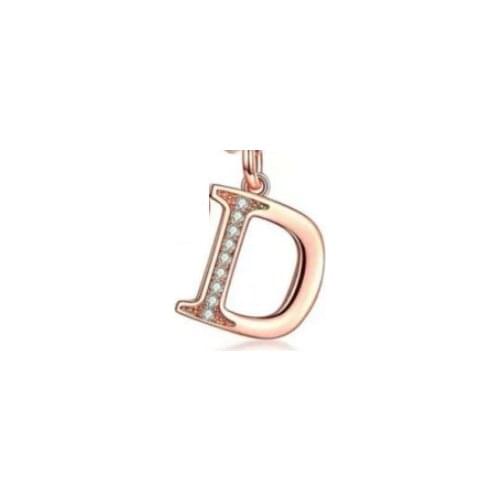 Necklace Women Charm D word Long Necklace Rose Gold Color Fashion Cubic zirconia Girl Pendant Jewelry Party Wedding Gift