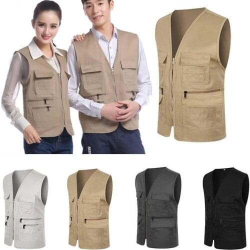 Men Clothing 2021 Women Mens Fisherman Multi Pockets Vest Fishing Travelling Waistcoat Hiking Gilet Coat Mens Vest