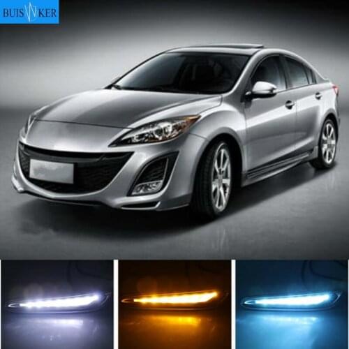 1 Pair For Mazda 3 Mazda3 2010 2011 2012 2013 LED DRL Daytime Running Light Daylight yellow turn Signal fog lamp