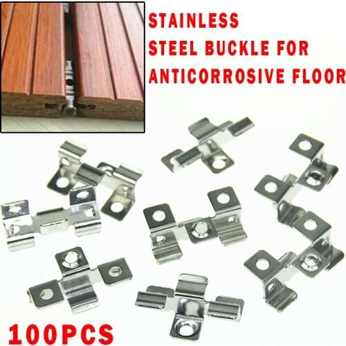 100pcs Anticorrosive Hidden Floor Stainless Steel Buckle Fasteners Metal Fixing Clips Furniture Hardware Accessories