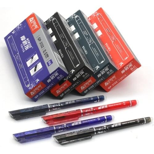 12 pcs/lot 0.5mm Erasable Pen Blue/Black/Red Ink Refill Ballpoint Pen for School Supplies Student Writing Stationery Magic Pens