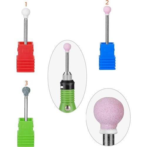 2Pcs Ceramic Stone Ball Sharp Nail Drill Bits Rotary Electric Nail Files Manicure Machine Accessories Remove Nail Polish HF0005