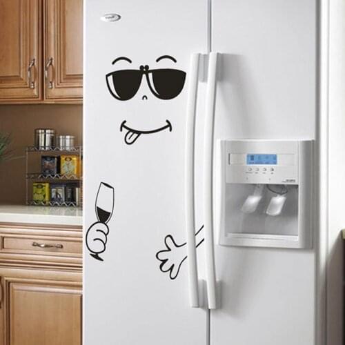 4 Styles Smile Face PVC Wall Sticker Happy Delicious Face Fridge DIY Stickers Yummy for Food Furniture Decoration Art Poster