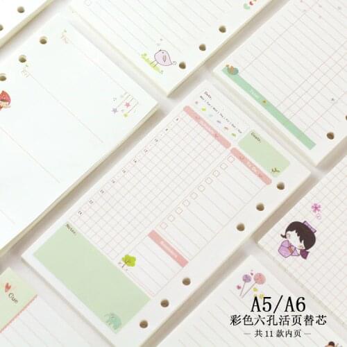 45 Sheets Kawaii A5 A6 Loose Leaf Notebook Paper Refill Spiral Binder Index Inner Pages Monthly Weekly Daily Planner Agenda