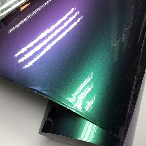 50cm*152/200/500CM Premium Glossy Chameleon Green Purple Glitter Vinyl Film Foil Air Release Motorbike Car Wrap Sticker Decal