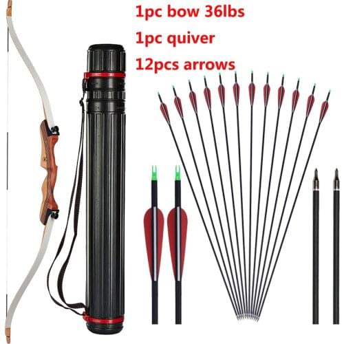 62''Archery Recurve Bow and Arrow Set with Quiver for Adults Shooting Hunting Game Outdoor Sports Right Hand 20-38lbs Can Choose