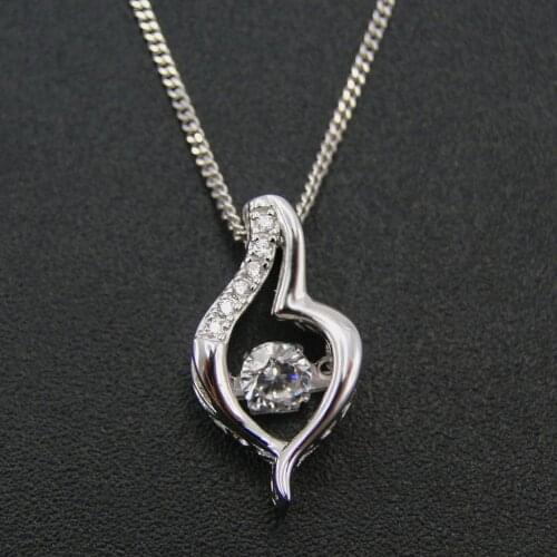 925 Sterling Silver Moving Stone Pendants Dancing Diamond Dancing CZ Womens Pendant