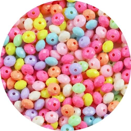 100pcs/lot Mixed Acrylic Beads Rondelle Loose Spacer Beads for Needlework Jewelry Making Handmade Diy Bracelet Accessories