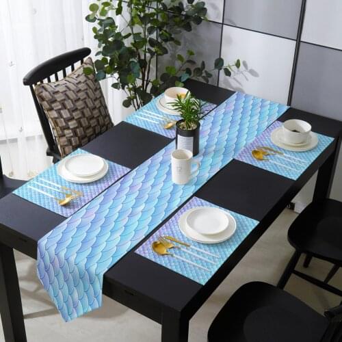 Mermaid Scales Table Runner Table Mats Cover For Home Wedding Banquet Festival Party Catering Hotel Table Decoration