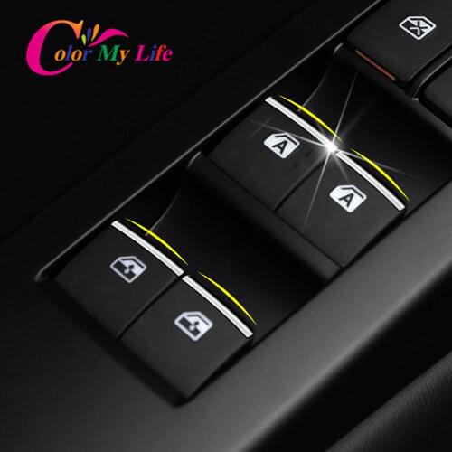 Color My Life 7Pcs/Set Car Windows Control Panel Knob Sequins Trim Sticker Fit for Lexus CT200H ES300H 2010 - 2019 Accessories