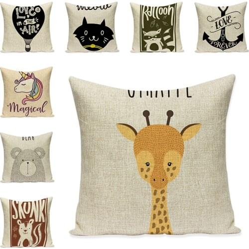 Caso Bonito Dos Desenhos Animados Teste Padra de almofada para Decorativa Capas Linho Cushion covers Sofa Home Decor Presentes