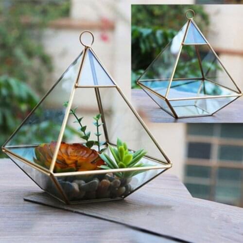 Home decorative DIY art flower pot planters metal glass pots desktop decoration Irregular Geometric vases garden art decor