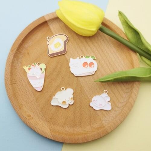 10pcs Cartoon Ice Cream Cat Enamel Pendant Charms Drop Oil Pussy Alloy Charms Fit Bracelet Earring Jewelry DIY Accessories YZ851