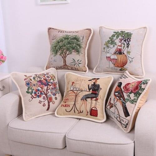 Retro Linen Embroidery Animal Cotton Linen Home Decor Sofa Office Personality Cushions Car Seat Pillowcase With Filling