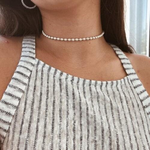 Round Bead Choker Women Bohemian Style Beads Chain Necklace Clavicle Chain Womens Jewelry Accessories Kpop Collares