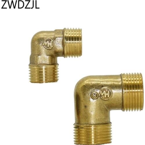 Brass 1/2" 3/4" elbow connection copper metal threaded water pipe connector knee elbow 90 degrees hose repair adapter 1pcs